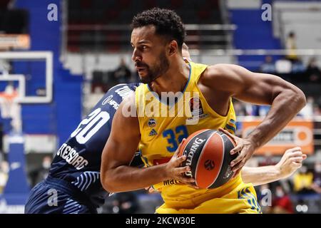 Johannes Thiemann #32 of ALBA Berlin in action during the EuroLeague Basketball match between Zenit St. Petersburg and ALBA Berlin on November 17, 2021 at Sibur Arena in Saint Petersburg, Russia. (Photo by Mike Kireev/NurPhoto) Stock Photo