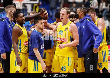 ALBA Berlin players after the EuroLeague Basketball match between Zenit St. Petersburg and ALBA Berlin on November 17, 2021 at Sibur Arena in Saint Petersburg, Russia. (Photo by Mike Kireev/NurPhoto) Stock Photo