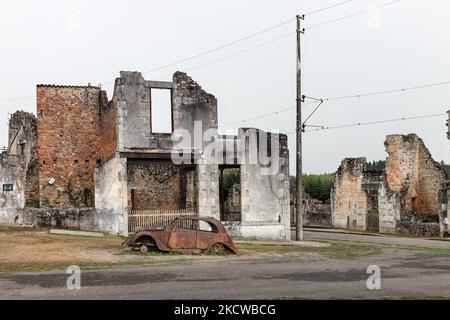 The remains of the Village of Oradour-sur-Glane where 643 men women and children were Murdered by the Nazis on 10th June 1944, Haute-Vienne, France Stock Photo