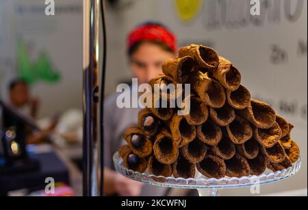 Florence, Italy; October 30, 2022: Cannoli shell in the Central Market (Mercato Centrale Firenze) Stock Photo