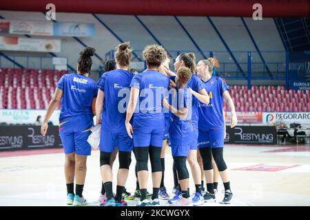 BLMA Montpellier during the Basketball Euroleague Women Championship Umana Reyer Venezia vs BLMA Montpellier on November 24, 2021 at the Palasport Taliercio in Venice, Italy (Photo by Mattia Radoni/LiveMedia/NurPhoto) Stock Photo