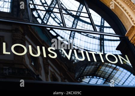 The logo of Louis Vuitton is seen in Shinjuku Ward, Tokyo on May 5