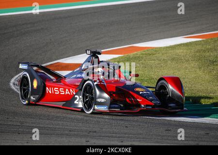 23 Sebastien Buemi (swi), Nissan e.dams, action during the ABB Formula E pre-season test at Circuit Ricardo Tormo in Valencia on November 30 in Spain. (Photo by Xavier Bonilla/NurPhoto) Stock Photo