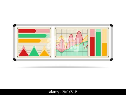 A whiteboard showing various diagrams Stock Vector