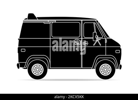 An old American van in black Stock Vector