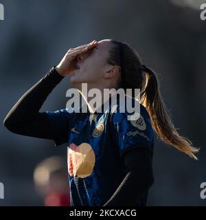 Gloria Marinelli (FC Internazionale) reacts during the Italian football Serie A Women match AC Milan vs Inter - FC Internazionale on December 05, 2021 at the Vismara stadium in Milan, Italy (Photo by Francesco Scaccianoce/LiveMedia/NurPhoto) Stock Photo