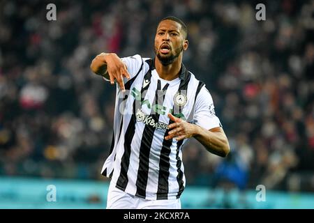 Udinese's Norberto Bercique Gomes Betuncal portrait celebrating during the italian soccer Serie A match Udinese Calcio vs AC Milan on December 11, 2021 at the Friuli - Dacia Arena stadium in Udine, Italy (Photo by Ettore Griffoni/LiveMedia/NurPhoto) Stock Photo