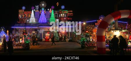 House decorated with a large amount of Christmas lights and decorations in Toronto, Ontario, Canada. (Photo by Creative Touch Imaging Ltd./NurPhoto) Stock Photo