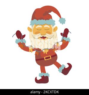 santa holding christmas decorations christmas new year christmas vector character Stock Vector