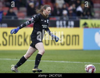 Megan Walsh of Brighton & Hove Women during Barclays FA Woman Super League between Brighton and Hove Albion and Manchester United at The People's Pension Stadium, Crawly on 12th December, 2021 (Photo by Action Foto Sport/NurPhoto) Stock Photo