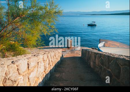 Beautiful beach near Brela town, Dalmatia, Croatia. Makarska riviera, famous landmark and travel touristic destination in Europe Stock Photo