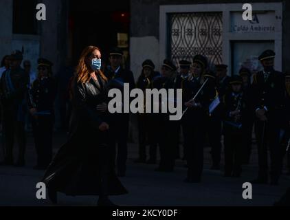 Elena Donazzan, an Italian politician from Veneto and the longest serving regional minister in Venetian politics, walks after addressing the public during the centenary celebration of the Unknown Soldier in Bassano del Grappa. On Sunday, October 17, 2021, in Bassano del Grappa, Veneto, Italy. (Photo by Artur Widak/NurPhoto) Stock Photo