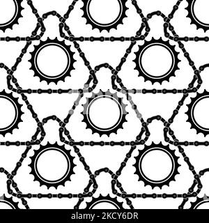 Different Bicycle Chain Frames Seamless Pattern Isolated on White Background Stock Vector