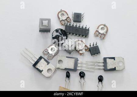 Multiple Electronics Multiple electronic items isolated on a white background. Equipments ...