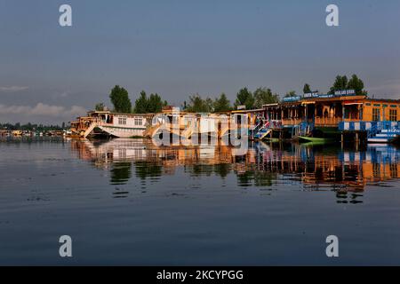 Houseboats along Dal Lake in Srinagar, Kashmir, India, on June 26, 2010. (Photo by Creative Touch Imaging Ltd./NurPhoto) Stock Photo
