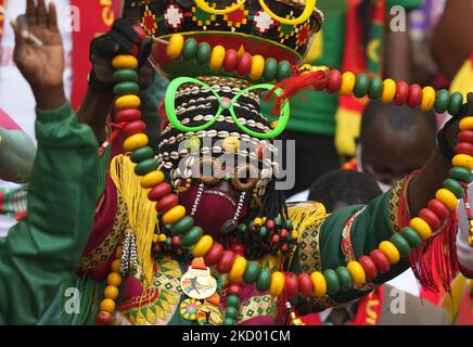 Fans during Cameroon against Burkina Faso, African Cup of Nations, at Paul Biya Stadium on January 9, 2022. (Photo by Ulrik Pedersen/NurPhoto) Stock Photo