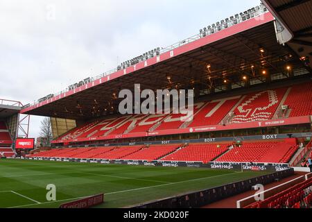 General view inside the City Ground ahead of kick-off of the during the FA Cup Third Round match between Nottingham Forest and Arsenal at the City Ground, Nottingham on Sunday 9th January 2022. (Photo by Jon Hobley/MI News/NurPhoto) Stock Photo