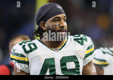 Green Bay Packers tight end Dominique Dafney (49) walks off the field at the conclusion of an NFL football game between the Detroit Lions and the Green Bay Packers in Detroit, Michigan USA, on Sunday, January 9, 2022. (Photo by Amy Lemus/NurPhoto) Stock Photo