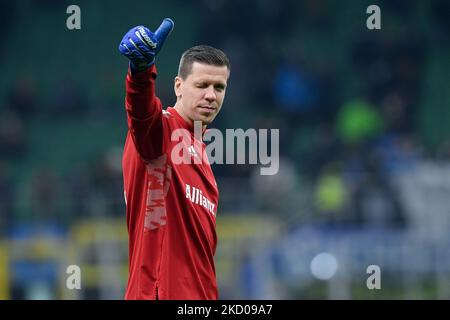 Wojciech Szczesny of FC Juventus gestures during the Italian SuperCup Final match between FC Internazionale and Juventus FC at Stadio Giuseppe Meazza, Milan, Italy on 12 January 2022. (Photo by Giuseppe Maffia/NurPhoto) Stock Photo