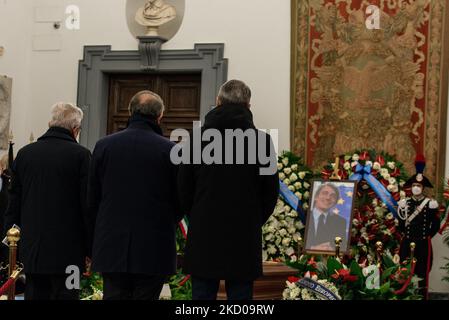 Late President of the European Parliament, David Sassoli's coffin at Protomoteca in Campidoglio, Rome, Italy, 13 January 2022. (Photo by Andrea Ronchini/NurPhoto) Stock Photo