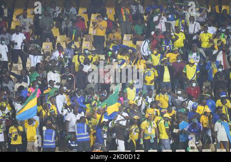 Gabon fans during Ghana against Gabon, African Cup of Nations, at Ahmadou Ahidjo Stadium on January 14, 2022. (Photo by Ulrik Pedersen/NurPhoto) Stock Photo