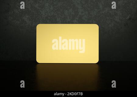 golden card blank over dark background, 3d render Stock Photo