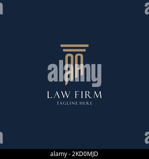 AA initial monogram logo for law office, lawyer, advocate with pillar style design ideas Stock Vector