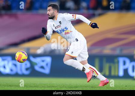 Massimo Coda of US Lecce during the Italian Cup match between AS Roma and US Lecce at Stadio Olimpico, Rome, Italy on 20 January 2022. (Photo by Giuseppe Maffia/NurPhoto) Stock Photo