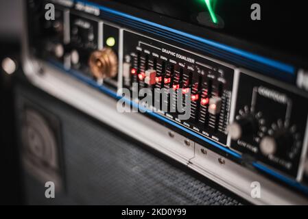 Used old dusty Music Studio Dials, Knobs, Switches and Sliders Stock Photo