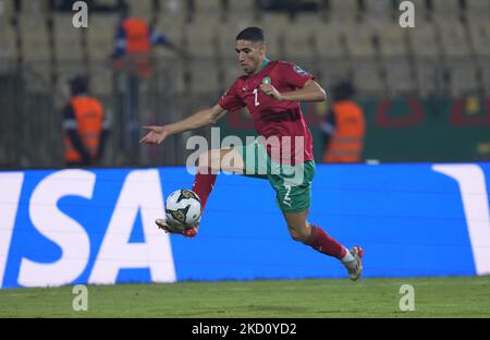 Achraf Hakimi of Morocco during Morocco against Gabon, African Cup of Nations, at Ahmadou Ahidjo Stadium on January 18, 2022. (Photo by Ulrik Pedersen/NurPhoto) Stock Photo