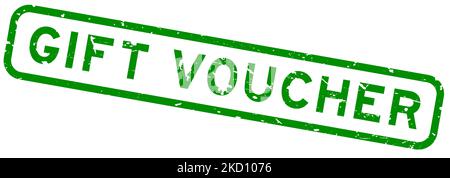 Grunge green gift voucher word square rubber seal stamp on white background Stock Vector