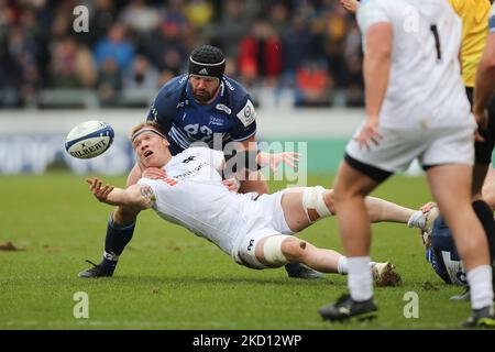 Sam Cross of Ospreys: releases during the European Champions Cup match ...