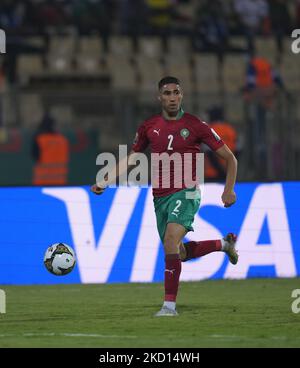 Achraf Hakimi of Morocco during Morocco against Gabon, African Cup of Nations, at Ahmadou Ahidjo Stadium on January 18, 2022. (Photo by Ulrik Pedersen/NurPhoto) Stock Photo