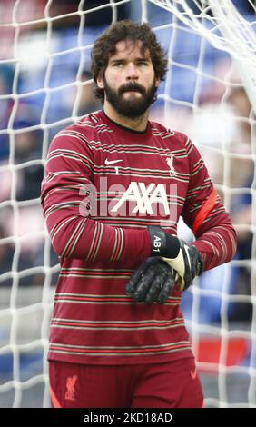 Liverpool's Alisson Becker during the pre-match warm-up during Premier League between Crystal Palace and Liverpool at Selhurst Park Stadium, London on 23rd January , 2022 (Photo by Action Foto Sport/NurPhoto) Stock Photo