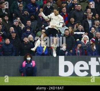 Liverpool's Virgil van Dijk celebrates his goal during Premier League between Crystal Palace and Liverpool at Selhurst Park Stadium, London on 23rd January , 2022 (Photo by Action Foto Sport/NurPhoto) Stock Photo