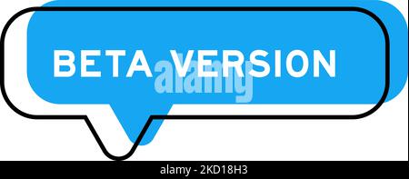 Speech banner and blue shade with word beta version on white background Stock Vector