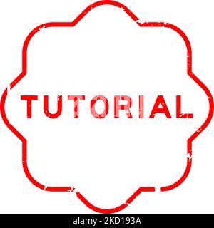 Grunge red tutorial word rubber seal stamp on white background Stock ...