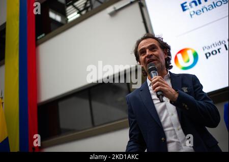 Presidential pre-candidate Federico Gutierrez of the political party 'Crecemos Colombia' during the pre-candidacy officialization of the members of the right wing political alliance 'Equipo por Colombia' in Bogota, Colombia on January 26, 2022. (Photo by Sebastian Barros/NurPhoto) Stock Photo