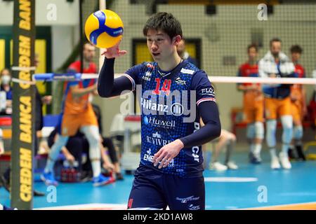 Yuki Ishikawa (Allianz Powervolley Milano) during the Volleyball Italian Serie A Men Superleague Championship Vero Volley Monza vs Allianz Milano on January 26, 2022 at the Arena di Monza in Monza, Italy (Photo by Savino Paolella/LiveMedia/NurPhoto) Stock Photo