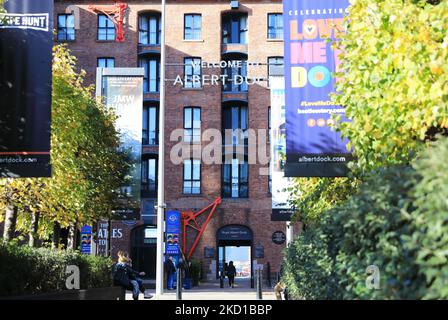 The historical Royal Albert Dock, home of the The Beatles Story museum, on Liverpool's waterfront, UK Stock Photo