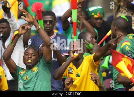 Fans during Cameroon versus The Gambia, African Cup of Nations, at Japoma Stadium on January 29, 2022. (Photo by Ulrik Pedersen/NurPhoto) Stock Photo