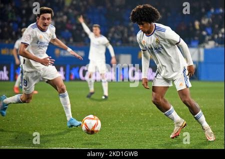 Peter Gonzalez during the match between FC Barcelona B and Real Madrid Castilla, corresponding to the week 21 of the Primera RFEF, played at the Johan Cruyff Stadium, in Barcelona, on 29th January 2022. (Photo by Noelia Deniz/Urbanandsport /NurPhoto) Stock Photo