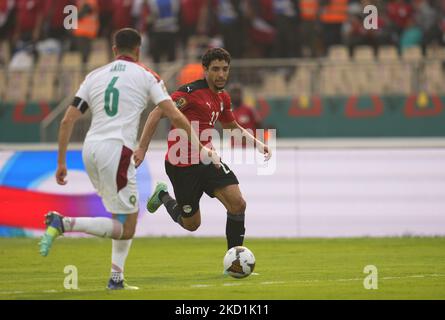 Omar Marmoush of Egypt during Morocco versus Egypt, African Cup of Nations, at Ahmadou Ahidjo Stadium on January 30, 2022. (Photo by Ulrik Pedersen/NurPhoto) Stock Photo