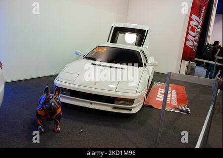 One of 7.177 Ferrari Testarrosa is seen in display during the MCM Show 2022 auto show in Corferias in Bogota, Colombia on January 28 and 29 2022. (Photo by Sebastian Barros/NurPhoto) Stock Photo