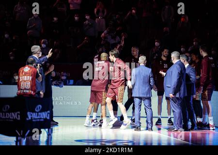 Reyer during the Basketball EuroCup Championship Umana Reyer Venezia vs Ratiopharm Ulm on February 02, 2022 at the Palasport Taliercio in Venice, Italy (Photo by Mattia Radoni/LiveMedia/NurPhoto) Stock Photo