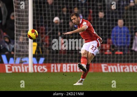 Steve Cook of Nottingham Forest in action during the FA Cup match between Nottingham Forest and Leicester City at the City Ground, Nottingham on Sunday 6th February 2022. (Photo by Jon Hobley/MI News/NurPhoto) Stock Photo