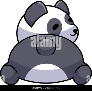 A cute kawaii panda cartoon character smiling and lying on the ground with  closed eyes on a white background Stock Vector Image & Art - Alamy