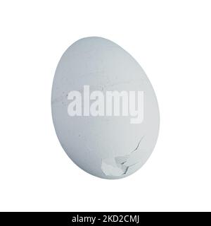 Light Blue Speckled Legbar Hen Egg with Cracks On a Transparent Background: Broken pale blue heritage egg isolated on a transparent background Stock Photo