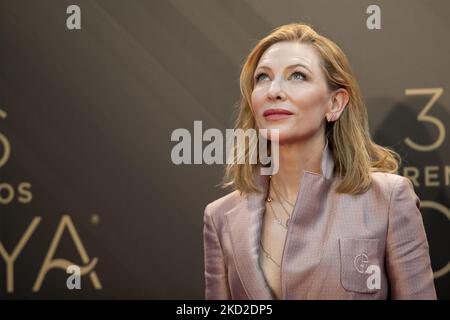 Cate Blanchett poses during Press conference a prelude to the Goya Awards Gala 2022 at Reina Sofia palace. On February 12, 2022. (Photo by Jose Miguel Fernandez/NurPhoto) Stock Photo