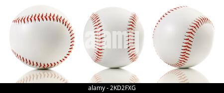 Isolated Baseballs on white Background - Panorama Stock Photo